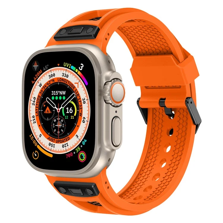 TPU Watch Strap for Apple Watch 10 46mm / Ultra 2 / Ultra 49mm / 9 8 7 45mm / SE (2023) SE (2022) SE 6 5 4 44mm / 3 2 1 42mm - Orange+Black