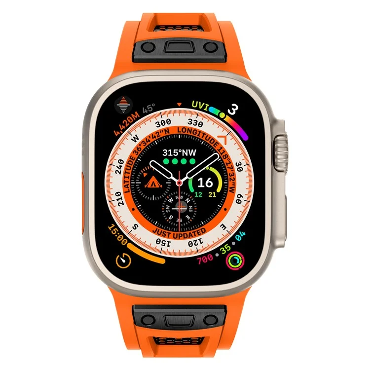 TPU Watch Strap for Apple Watch 10 46mm / Ultra 2 / Ultra 49mm / 9 8 7 45mm / SE (2023) SE (2022) SE 6 5 4 44mm / 3 2 1 42mm - Orange+Black