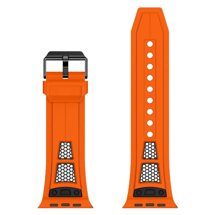 TPU Watch Strap for Apple Watch 10 46mm / Ultra 2 / Ultra 49mm / 9 8 7 45mm / SE (2023) SE (2022) SE 6 5 4 44mm / 3 2 1 42mm - Orange+Black