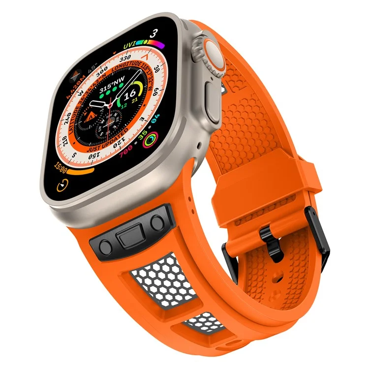 TPU Watch Strap for Apple Watch 10 46mm / Ultra 2 / Ultra 49mm / 9 8 7 45mm / SE (2023) SE (2022) SE 6 5 4 44mm / 3 2 1 42mm - Orange+Black