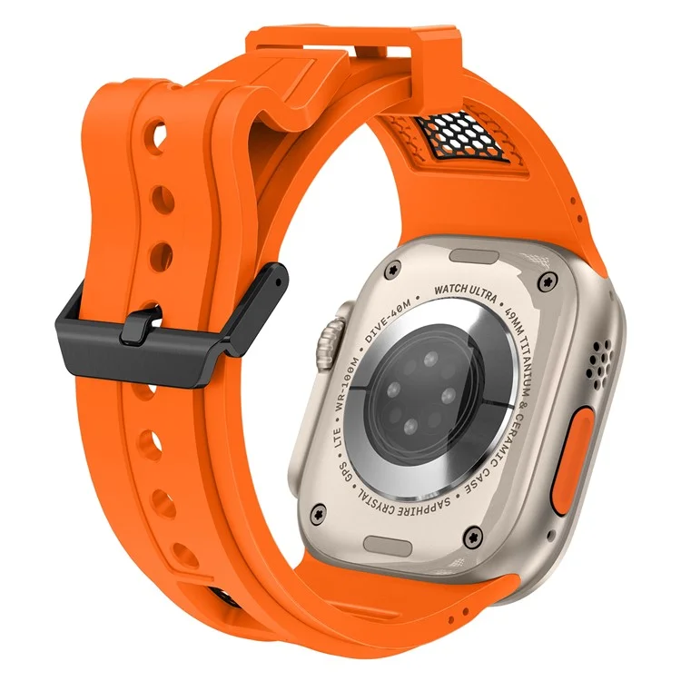 TPU Watch Strap for Apple Watch 10 46mm / Ultra 2 / Ultra 49mm / 9 8 7 45mm / SE (2023) SE (2022) SE 6 5 4 44mm / 3 2 1 42mm - Orange+Black