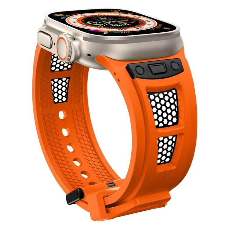 TPU Watch Strap for Apple Watch 10 46mm / Ultra 2 / Ultra 49mm / 9 8 7 45mm / SE (2023) SE (2022) SE 6 5 4 44mm / 3 2 1 42mm - Orange+Black