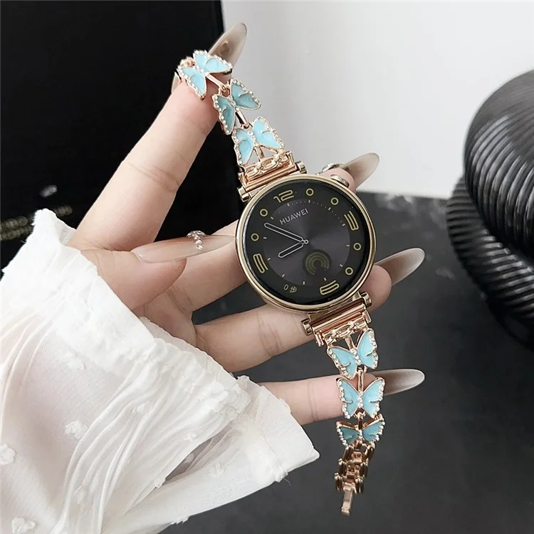 Para Samsung Galaxy Watch6 Classic 43mm / Watch6 40mm Pulseira de Relógio 20mm Ligas de Zinco - Azul+Borboleta