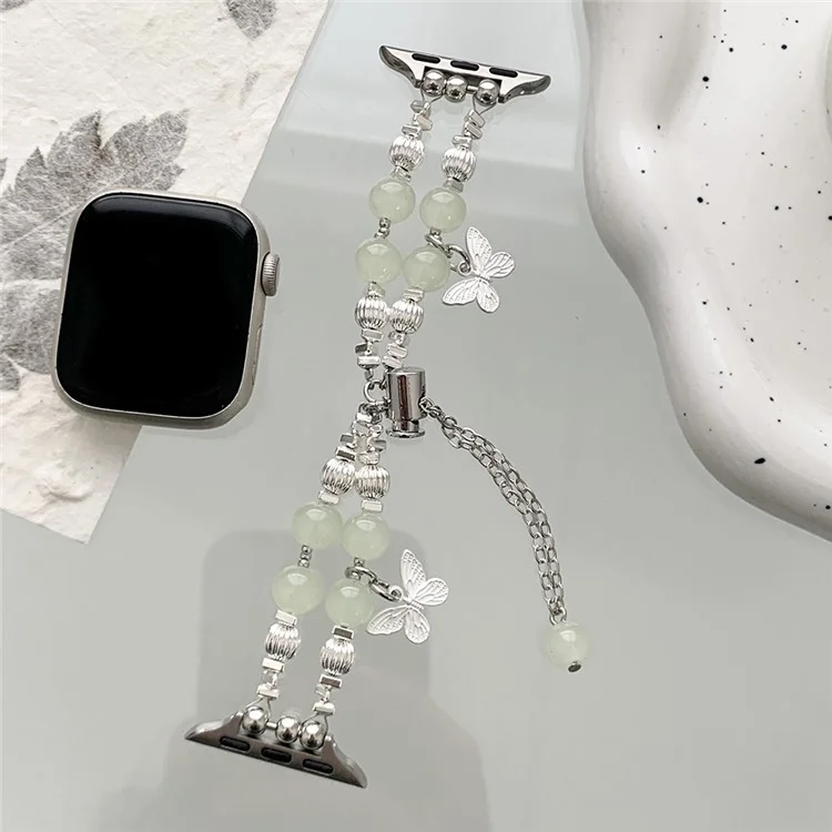 Watch Strap For Apple Watch Series 10 42mm / 9 8 7 41mm / 6 5 4 SE (2023) SE (2022) SE 40mm / 3 2 1 38mm Beads Bracelets - Jade Beads