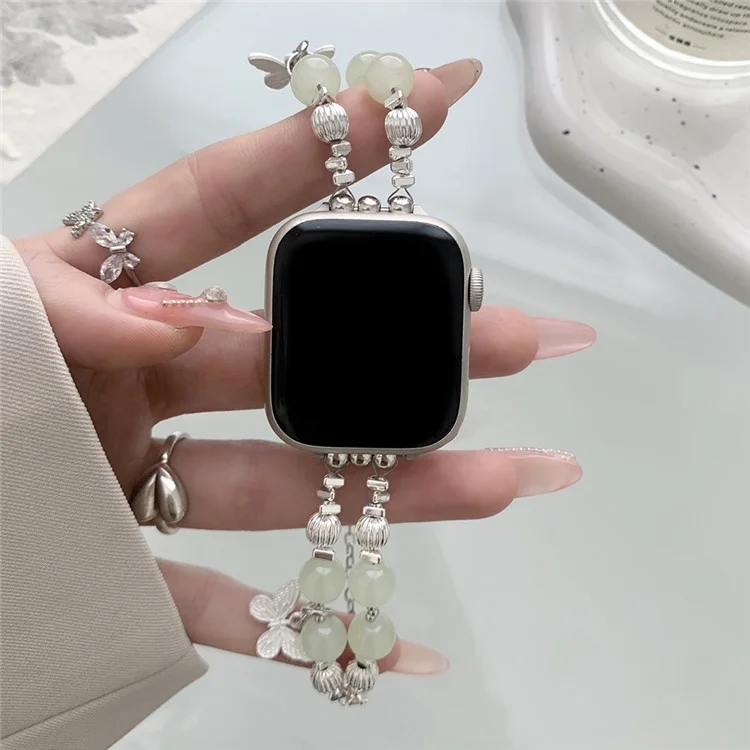 Watch Strap For Apple Watch Series 10 42mm / 9 8 7 41mm / 6 5 4 SE (2023) SE (2022) SE 40mm / 3 2 1 38mm Beads Bracelets - Jade Beads