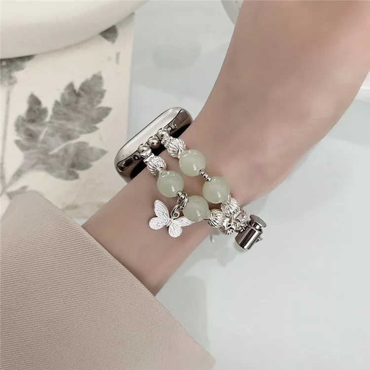 Watch Strap For Apple Watch Series 10 42mm / 9 8 7 41mm / 6 5 4 SE (2023) SE (2022) SE 40mm / 3 2 1 38mm Beads Bracelets - Jade Beads