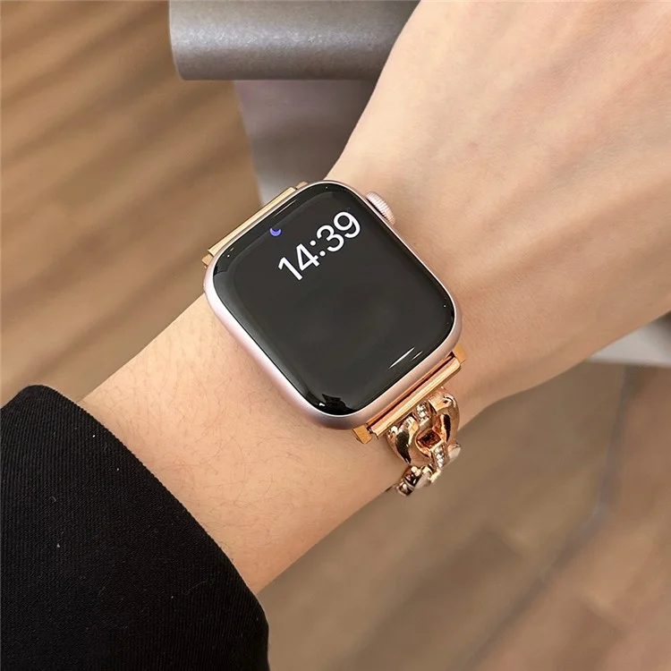 Para Apple Watch 10 46mm / Ultra 2 / Ultra 49mm / 9 8 7 45mm / SE (2023) SE (2022) SE 6 5 4 44mm / 3 2 1 42mm Pulseira de Liga de Zinco Pulseira de Relógio - Rose Gold