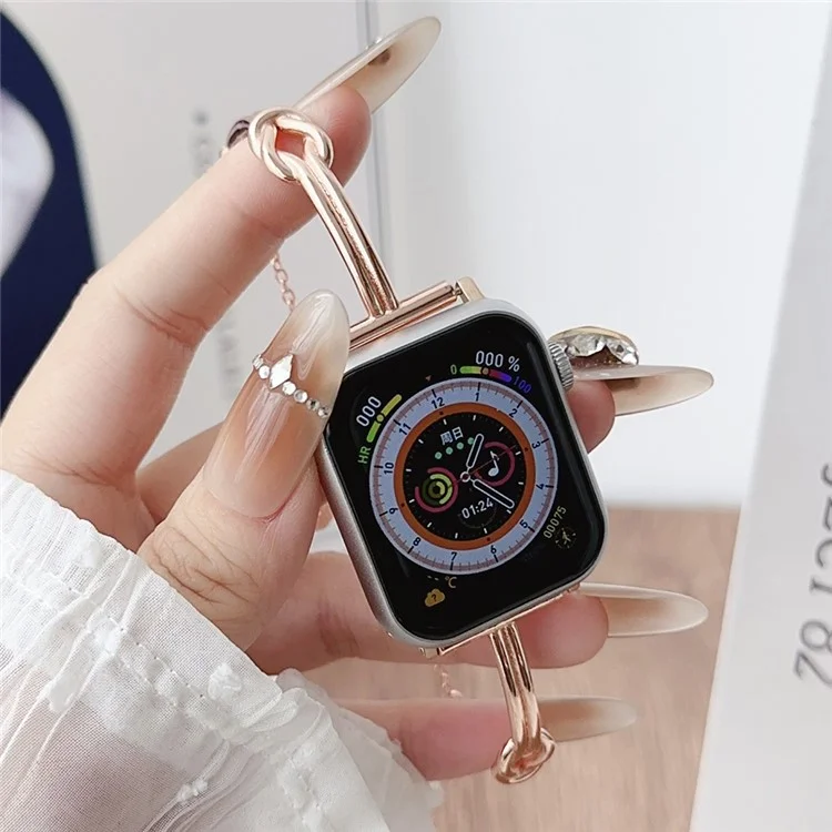 Geknotetes Band für Apple Watch Series 10 42mm / 9 8 41mm / 6 5 4 SE (2023) SE (2022) SE 40mm / 3 2 1 38mm Legierungs-Armband - Roségold