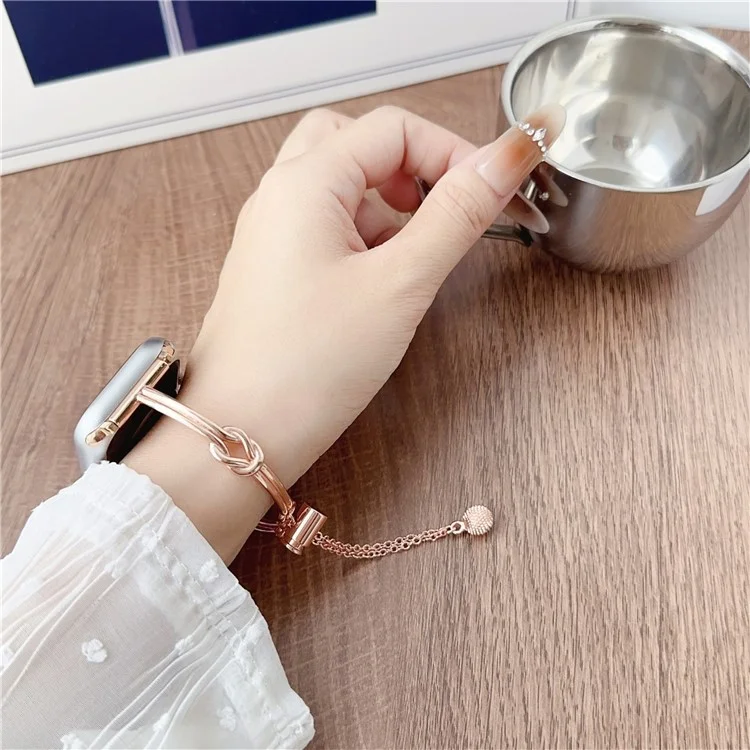 Geknotetes Band für Apple Watch Series 10 42mm / 9 8 41mm / 6 5 4 SE (2023) SE (2022) SE 40mm / 3 2 1 38mm Legierungs-Armband - Roségold