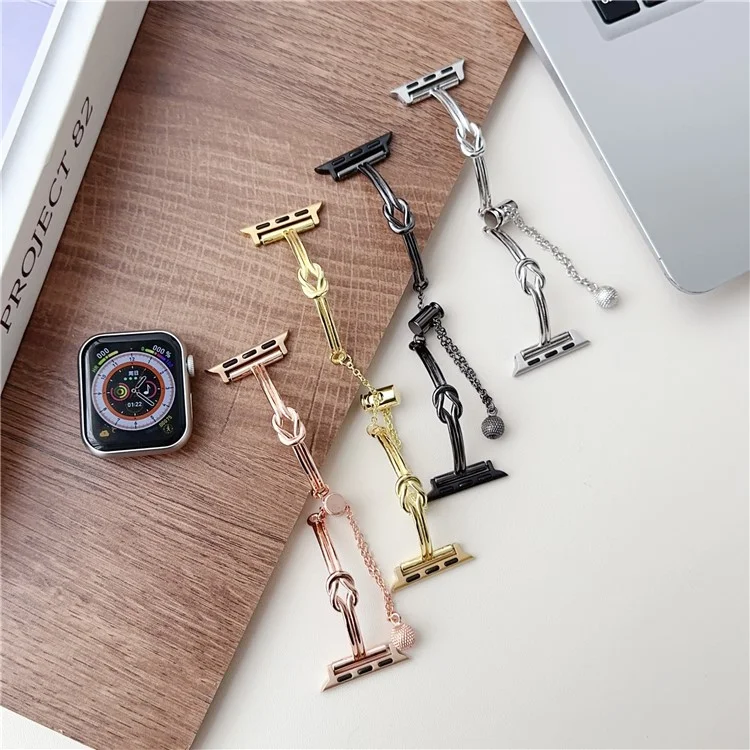 Geknotetes Band für Apple Watch Series 10 42mm / 9 8 41mm / 6 5 4 SE (2023) SE (2022) SE 40mm / 3 2 1 38mm Legierungs-Armband - Roségold