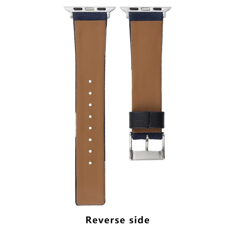 Strap For Apple Watch Series 10 42mm / 9 8 7 41mm / 6 5 4 SE (2023) SE (2022) SE 40mm / 3 2 1 38mm Denim+PU Leather Watch Band - Blue Dyeing+Brown