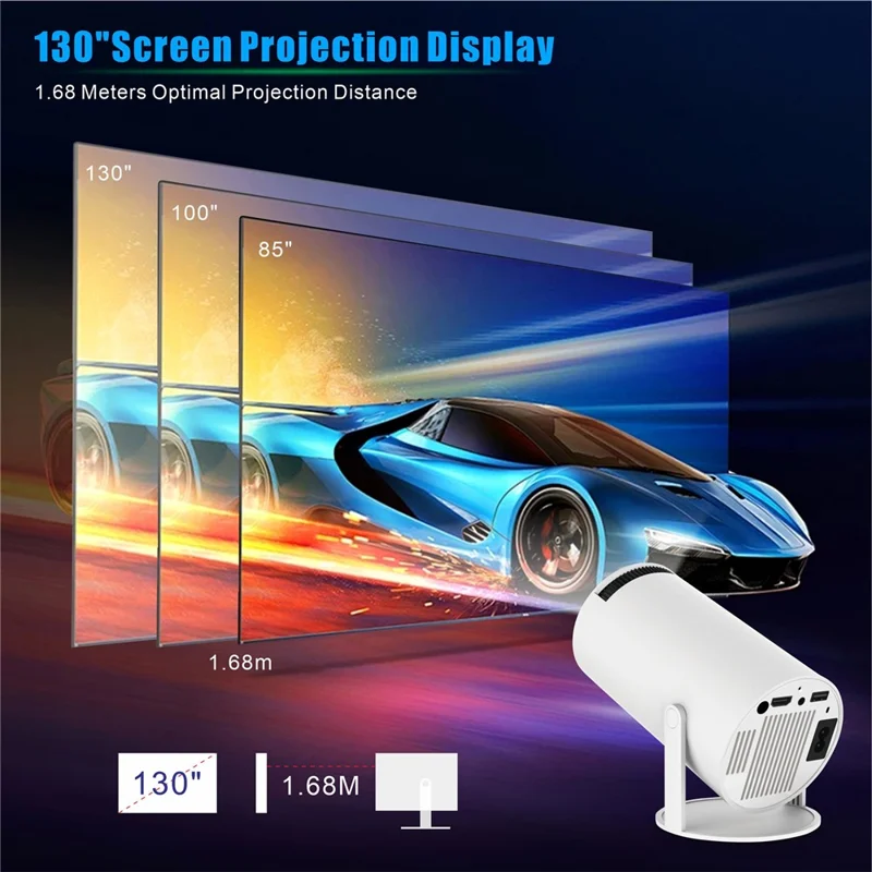 HY300 Pro Android 11.0 Projector 2.4G/5G WiFi6 Bluetooth-compatible 1280x720P Home Theater Video Projector - EU Plug