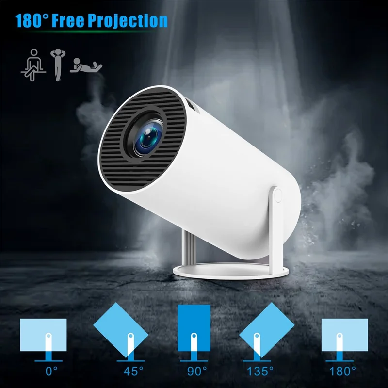 HY300 Pro Android 11.0 Projector 2.4G/5G WiFi6 Bluetooth-compatible 1280x720P Home Theater Video Projector - EU Plug