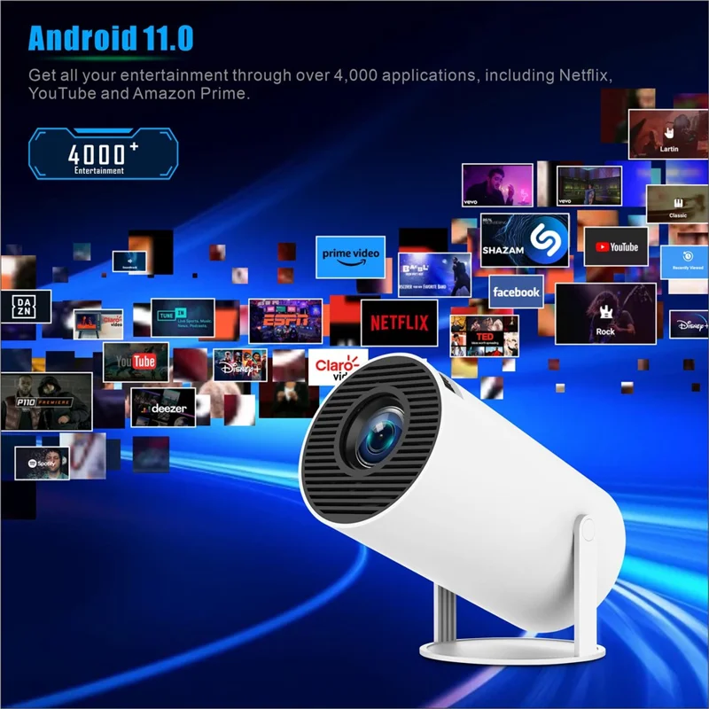 HY300 Pro Android 11.0 Projector 2.4G/5G WiFi6 Bluetooth-compatible 1280x720P Home Theater Video Projector - UK Plug