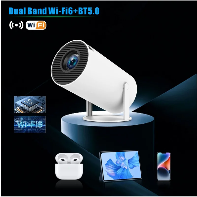HY300 Pro Android 11.0 Projector 2.4G/5G WiFi6 Bluetooth-compatible 1280x720P Home Theater Video Projector - AU Plug