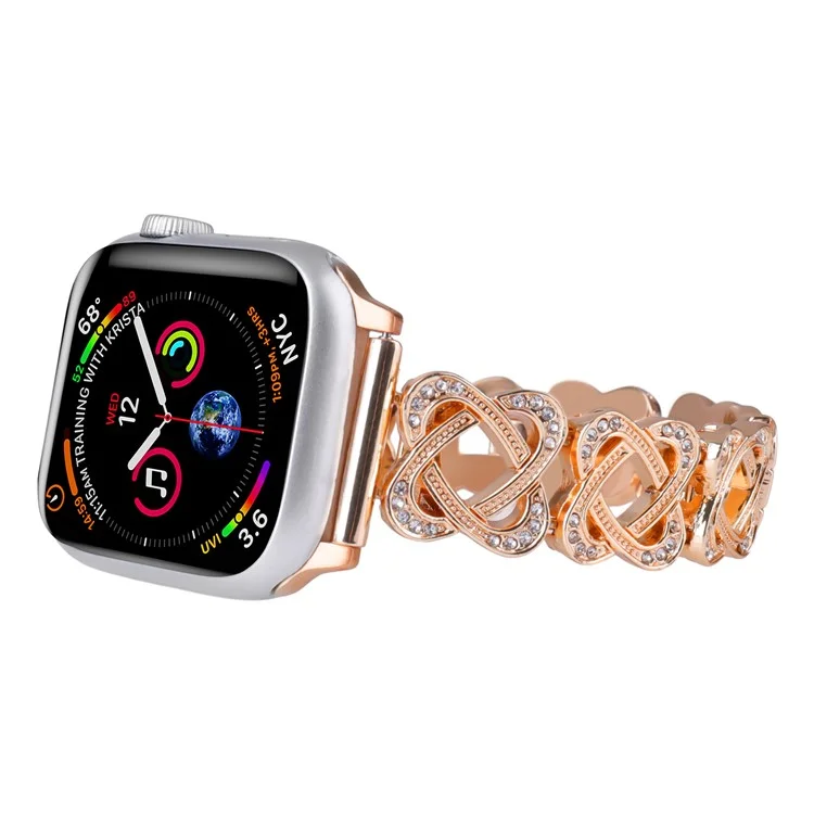 Banda de Anel Cruzado para Apple Watch 10 46mm / Ultra 2 / Ultra 49mm / 9 8 7 45mm / SE (2023) SE (2022) SE 6 5 4 44mm / 3 2 1 42mm Liga de Zinco Pulseira - Ouro Rosa