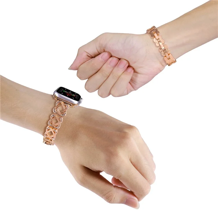 Banda de Anel Cruzado para Apple Watch 10 46mm / Ultra 2 / Ultra 49mm / 9 8 7 45mm / SE (2023) SE (2022) SE 6 5 4 44mm / 3 2 1 42mm Liga de Zinco Pulseira - Ouro Rosa