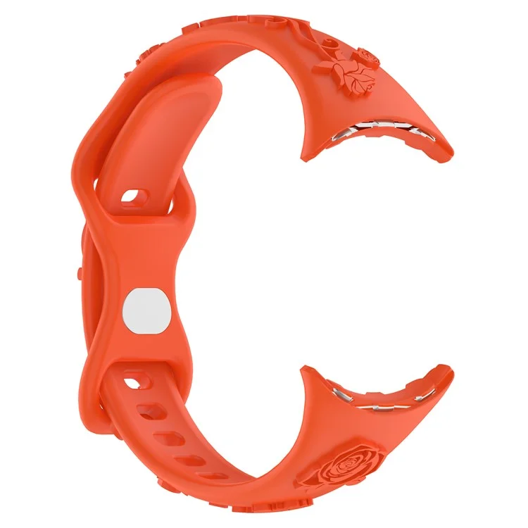 Per Google Pixel Watch 3 41mm / Watch 2 / Pixel Watch Carving Flower Pattern Watch Strap Replacement Silicone Band - Arancione