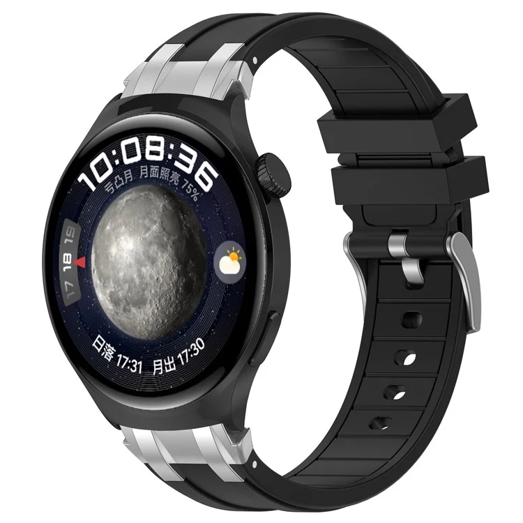 Für Huawei / Samsung 22 mm Universal Smartwatch-Armband, Silikon-Ersatzband - Schwarz