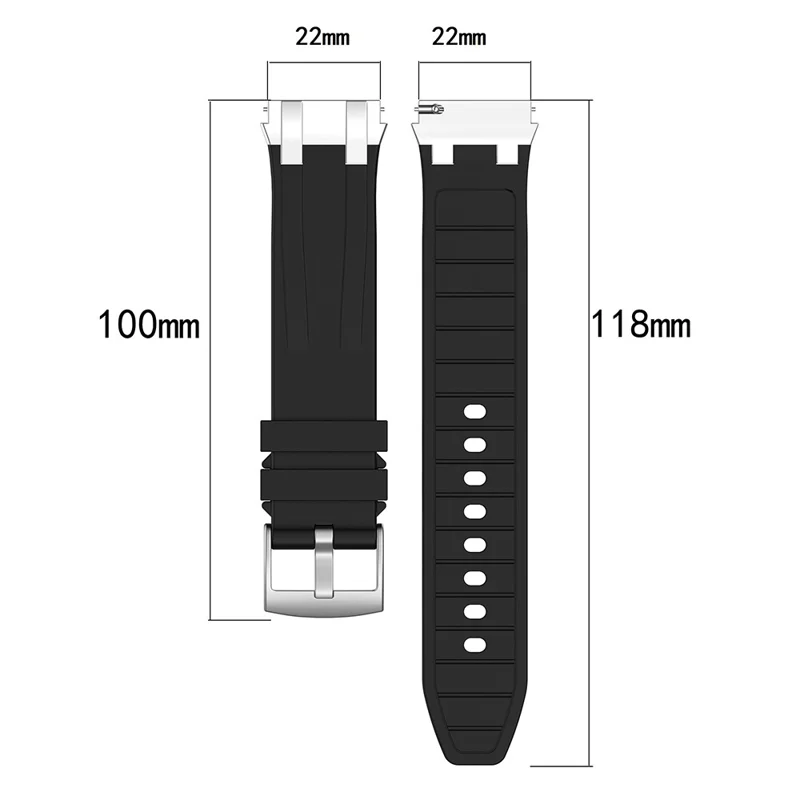 For Huawei / Samsung 22mm Universal Smartwatch Strap Silicone Replacement Band - Navy Blue