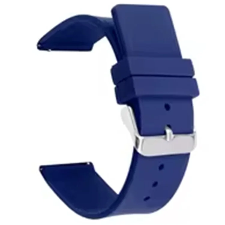 20mm Universal Silicone Watch Strap Sporty Replacement Wrist Band with Silver Buckle - Dark Blue