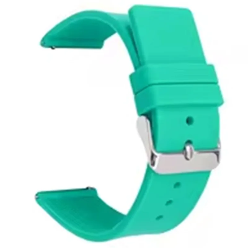 20mm Universal Silicone Watch Strap Sporty Replacement Wrist Band with Silver Buckle - Cyan