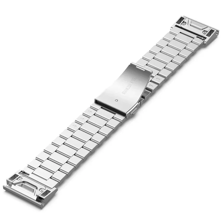 Para Garmin Fenix 7X / 7X Pro / 6X Quickfit 26mm Pulseira de Aço Inoxidável 3 Contas - Prata