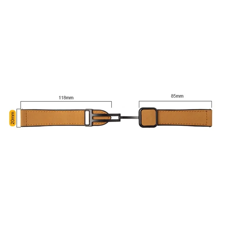 For Garmin vivoactive 5 / Venu 2 Plus Universal 20mm Watch Strap Crazy Horse Texture Leather+Silicone Band - Light Brown