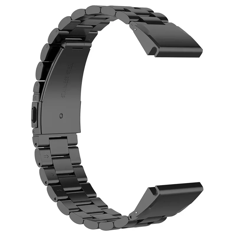 For Garmin Fenix 7S / 7S Pro / 6S / 6S Pro Watch Band 20mm Stainless Steel 3-Bead Wrist Strap - Black
