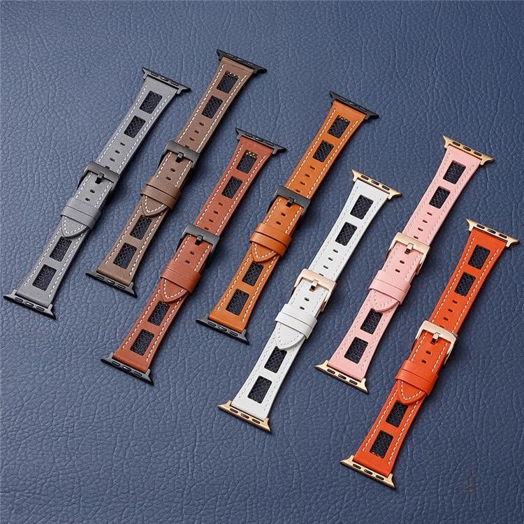 Band For Apple Watch Series 10 42mm / 9 8 7 41mm / 6 5 4 SE (2022) SE (2023) SE 40mm / 3 2 1 38mm Genuine Cow Leather Strap - Dark Brown