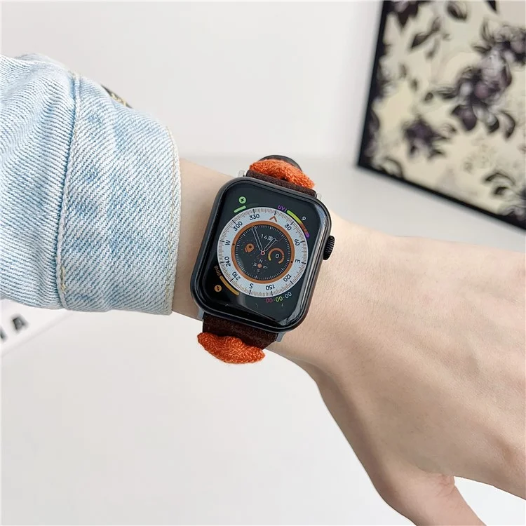 Strap For Apple Watch Series 10 42mm / 9 8 7 41mm / 6 5 4 SE (2023) SE (2022) SE 40mm / 3 2 1 38mm Genuine Cow Leather Watch Band Star Decor - Dark Brown