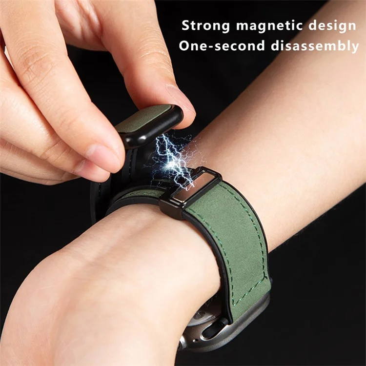 Wrist Watch Band For Apple Watch Series 10 42mm / 9 8 7 41mm / SE (2023) SE (2022) SE 6 5 4 40mm / 3 2 1 38mm Leather Coated Silicone Strap - Green