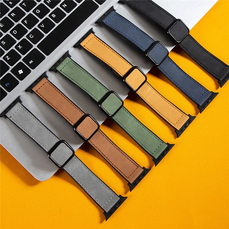 Wrist Watch Band For Apple Watch Series 10 42mm / 9 8 7 41mm / SE (2023) SE (2022) SE 6 5 4 40mm / 3 2 1 38mm Leather Coated Silicone Strap - Green