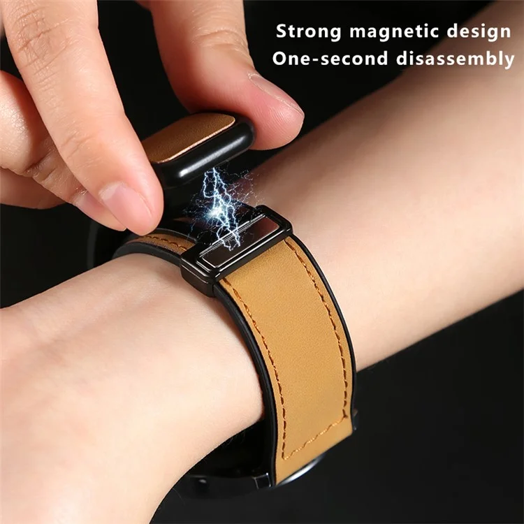 Pour Garmin Venu 3 / Venu 2 / Vivoactive 4 Bracelet de montre 22 mm à boucle pliante magnétique en cuir + silicone - Marron foncé