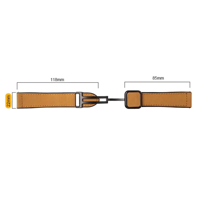 Pour Garmin Venu 3 / Venu 2 / Vivoactive 4 Bracelet de montre 22 mm à boucle pliante magnétique en cuir + silicone - Marron foncé