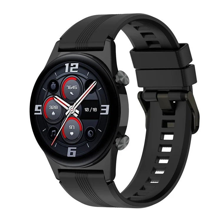 For Honor Watch GS 4 Soft Silicone Watch Strap 22mm Replacement Watch Band - Schwarz