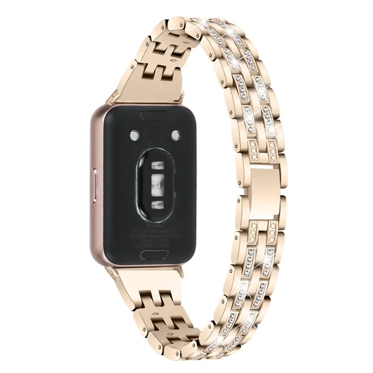Per Samsung Galaxy Fit3 SM-R390 Donne Sostituzione 2 righe di strass Cinturino in metallo - Retro Oro