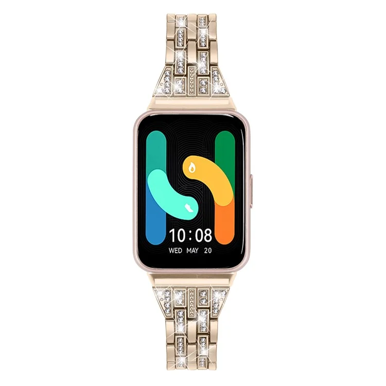 Per Samsung Galaxy Fit3 SM-R390 Donne Sostituzione 2 righe di strass Cinturino in metallo - Retro Oro