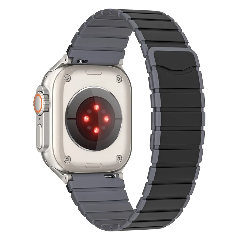Correas para Apple Watch Series 10 42mm / 9 8 7 41mm / 6 5 4 SE (2023) SE (2022) SE 40mm / 3 2 1 38mm Magnetic Silicone Strap - Negro+Gris