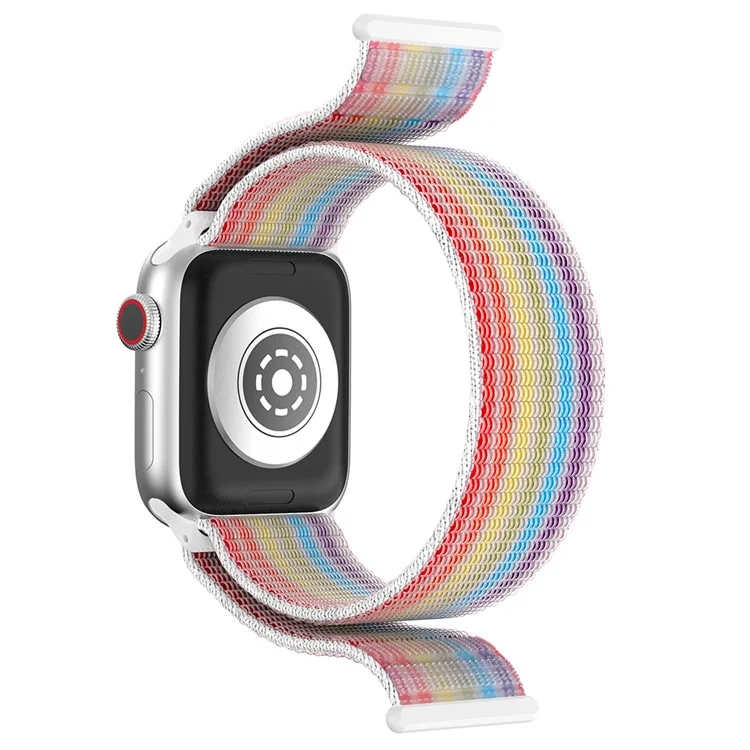 Banda de Reloj de Nailon para Apple Watch Series 10 42mm / 9 8 7 41mm / 6 5 4 SE (2023) SE (2022) SE 40mm / 3 2 1 38mm Correa Ajustable de Cinta Mágica - Arcoíris