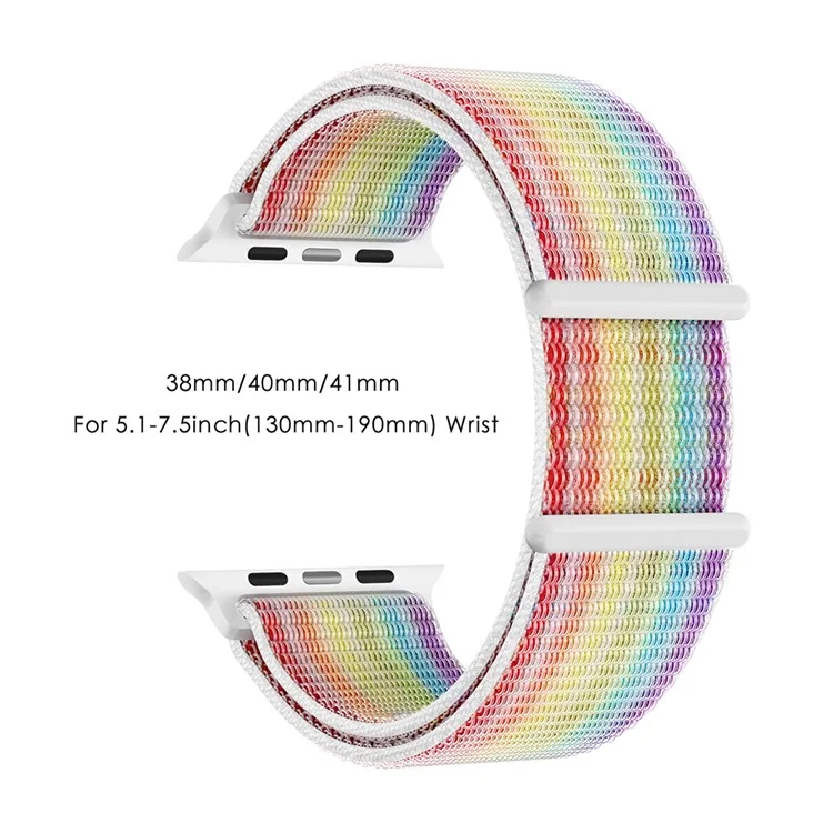 Banda de Reloj de Nailon para Apple Watch Series 10 42mm / 9 8 7 41mm / 6 5 4 SE (2023) SE (2022) SE 40mm / 3 2 1 38mm Correa Ajustable de Cinta Mágica - Arcoíris