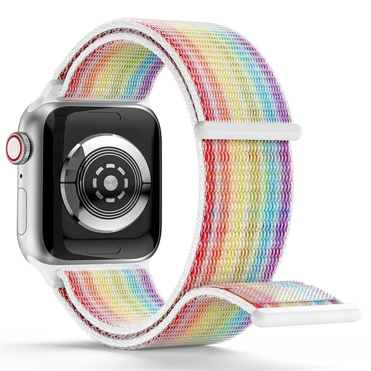 Banda de Reloj de Nailon para Apple Watch Series 10 42mm / 9 8 7 41mm / 6 5 4 SE (2023) SE (2022) SE 40mm / 3 2 1 38mm Correa Ajustable de Cinta Mágica - Arcoíris