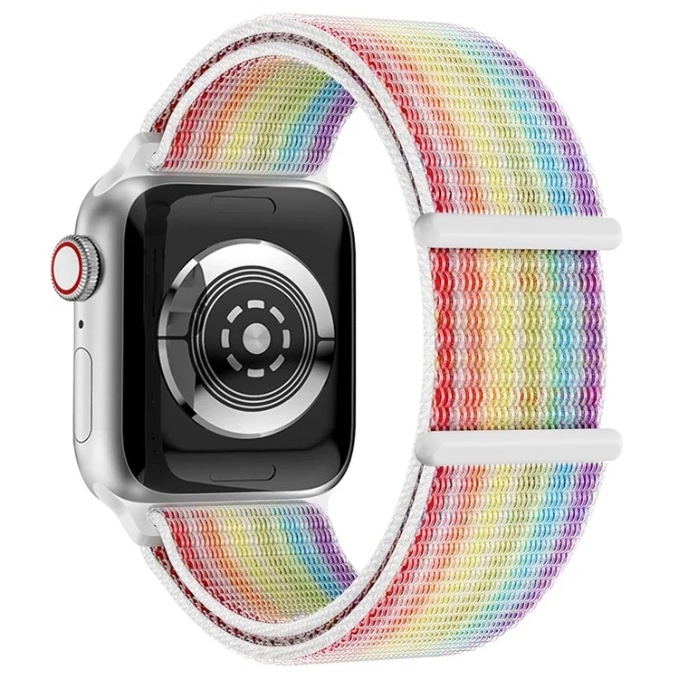 Banda de Reloj de Nailon para Apple Watch Series 10 42mm / 9 8 7 41mm / 6 5 4 SE (2023) SE (2022) SE 40mm / 3 2 1 38mm Correa Ajustable de Cinta Mágica - Arcoíris