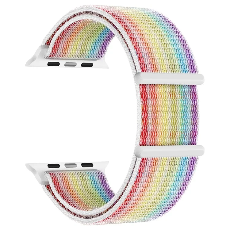Banda de Reloj de Nailon para Apple Watch Series 10 42mm / 9 8 7 41mm / 6 5 4 SE (2023) SE (2022) SE 40mm / 3 2 1 38mm Correa Ajustable de Cinta Mágica - Arcoíris