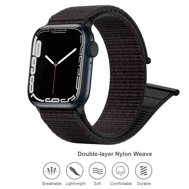 Banda de Reloj de Nailon para Apple Watch Series 10 42mm / 9 8 7 41mm / 6 5 4 SE (2023) SE (2022) SE 40mm / 3 2 1 38mm Correa Ajustable de Cinta Mágica - Arcoíris