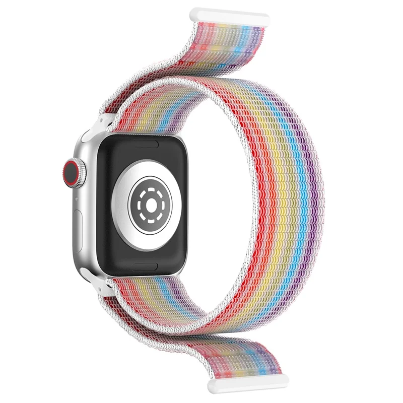 Para Apple Watch 10 46mm / Ultra 2 / Ultra 49mm / 9 8 7 45mm / SE (2023) SE (2022) SE 6 5 4 44mm / 3 2 1 42mm Nylon Watch Band - Rainbow