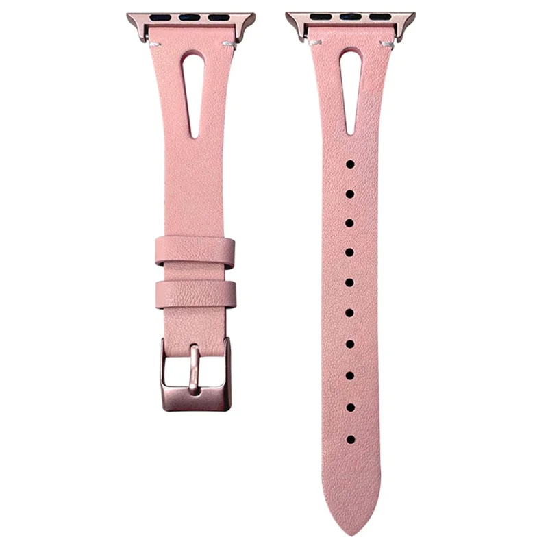 Pour Apple Watch 10 46mm / Ultra 2 / Ultra 49mm / 9 8 7 45mm / SE (2023) SE (2022) SE 6 5 4 44mm / 3 2 1 42mm Split Leather Band Strap - Rose