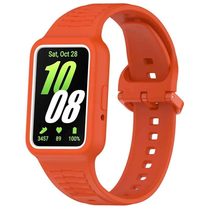 For Samsung Galaxy Fit3 SM-R390 Soft Silicone Wristband Replacement Strap with Case - Orange