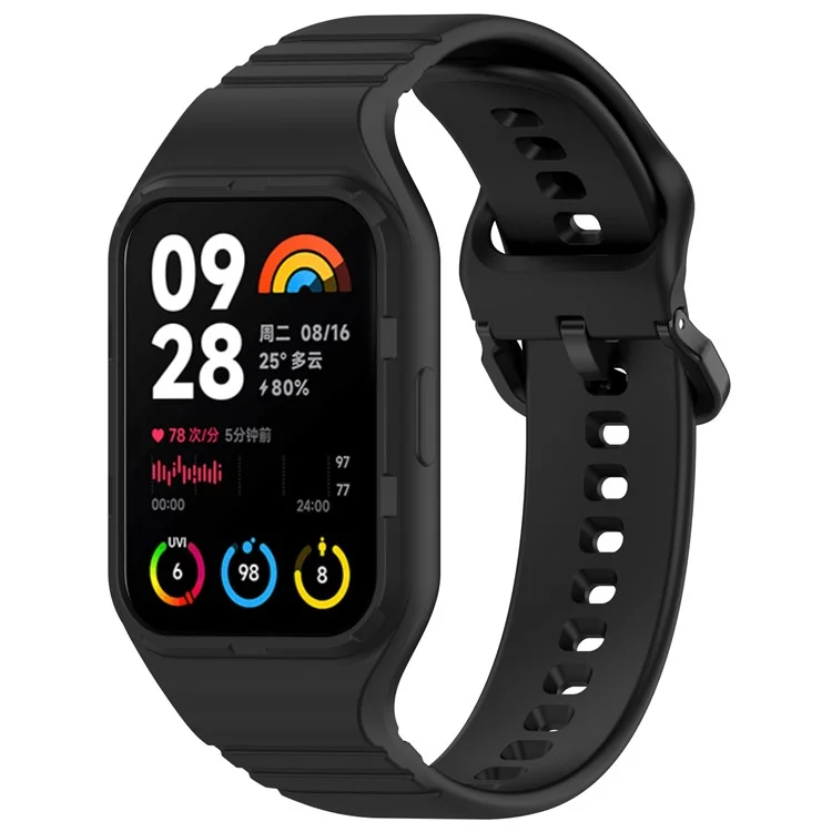 Para Xiaomi Smart Band 8 Pro Fácilmente Ajustable Correa de Reloj Flexible Silicona Banda de Muñeca - Negro