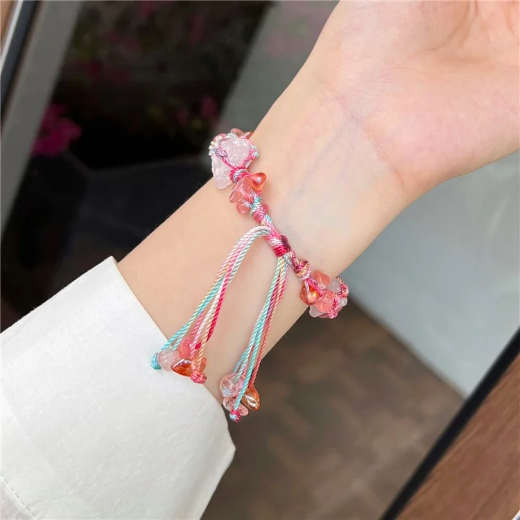 Drawstring Strap for Apple Watch 10 46mm / Ultra 2 / Ultra 49mm / 9 8 7 45mm / SE (2023) SE (2022) SE 6 5 4 44mm / 3 2 1 42mm Color Stone Rope Band - Red